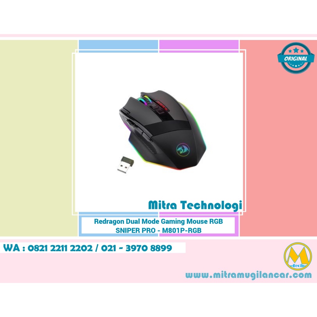 Jual Redragon Dual Mode Gaming Mouse RGB SNIPER PRO M801P RGB