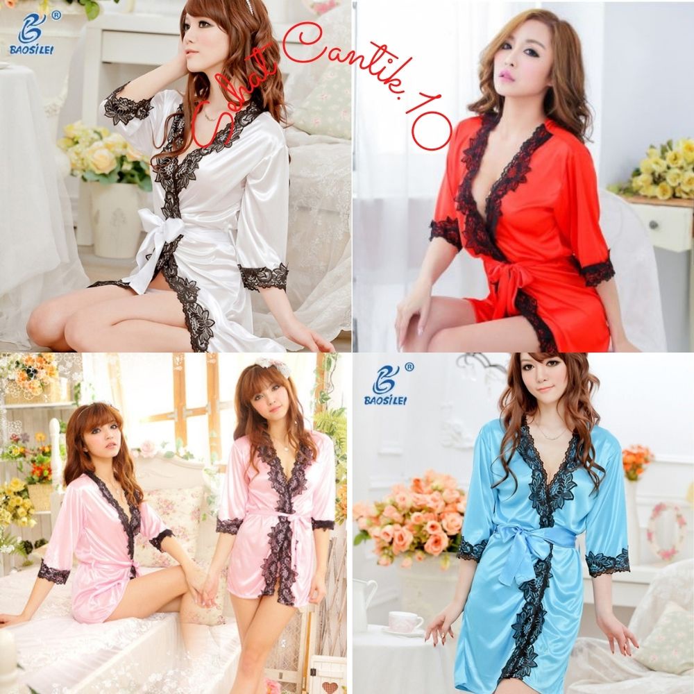 Jual Lingerie Sexy Model Kimono List Renda Lace Set Gaun Pakaian Baju