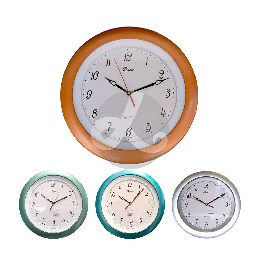 Jual Jam Dinding Rumah Bulat Clock Pioneer Pt Motif Warna Polos