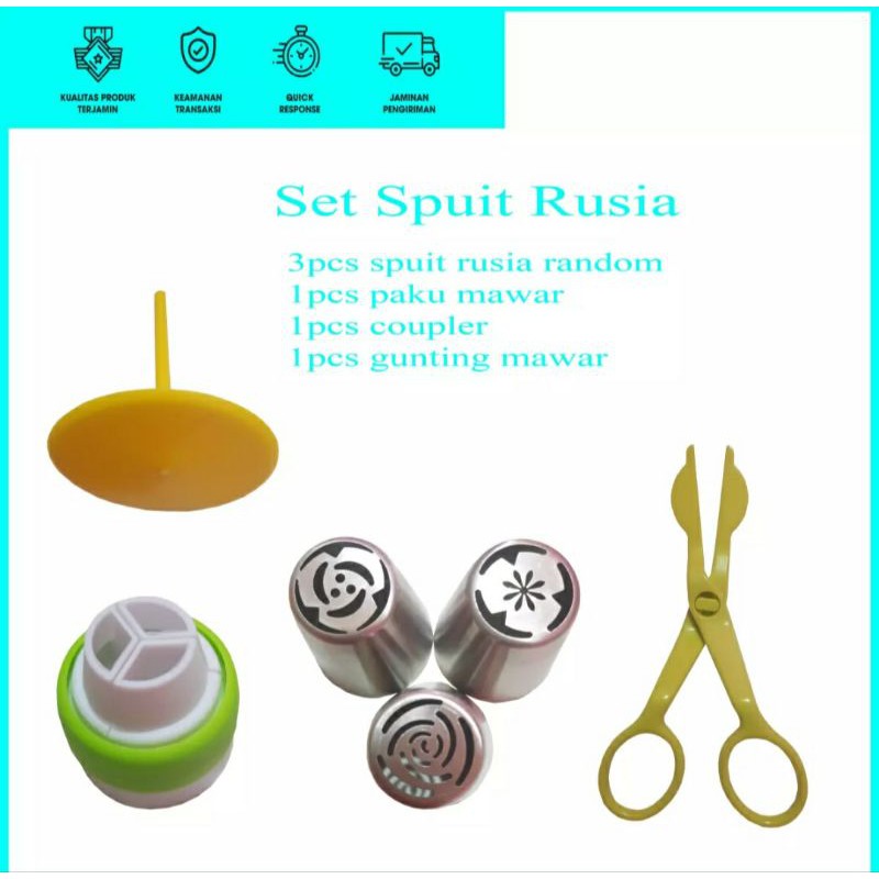 Jual Paket Dekorasi Spuit Russia Coupler Gunting Paku Mawar