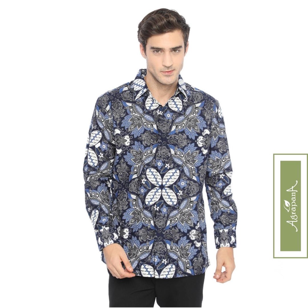 Jual Agrapana Baju Kemeja Batik Pria Lengan Panjang Modern Nala Hem