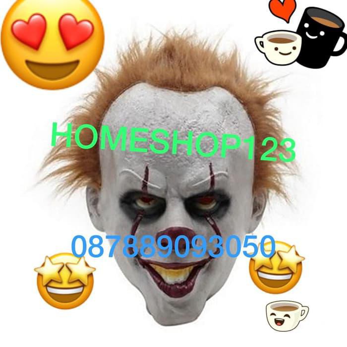 Jual TOPENG BADUT IT HORROR LATEX CLOWN IT MASK HALLOWEEN COSPLAY IT