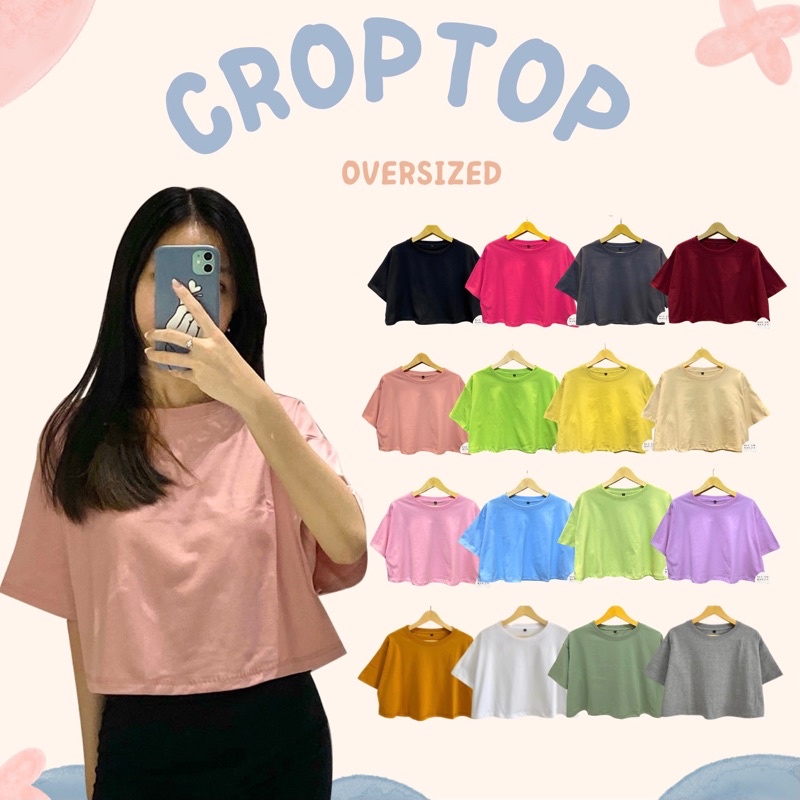 Jual BLOOMANIA Kaos Polos CROP TOP OVERSIZED Cotton Combed 20s Shopee