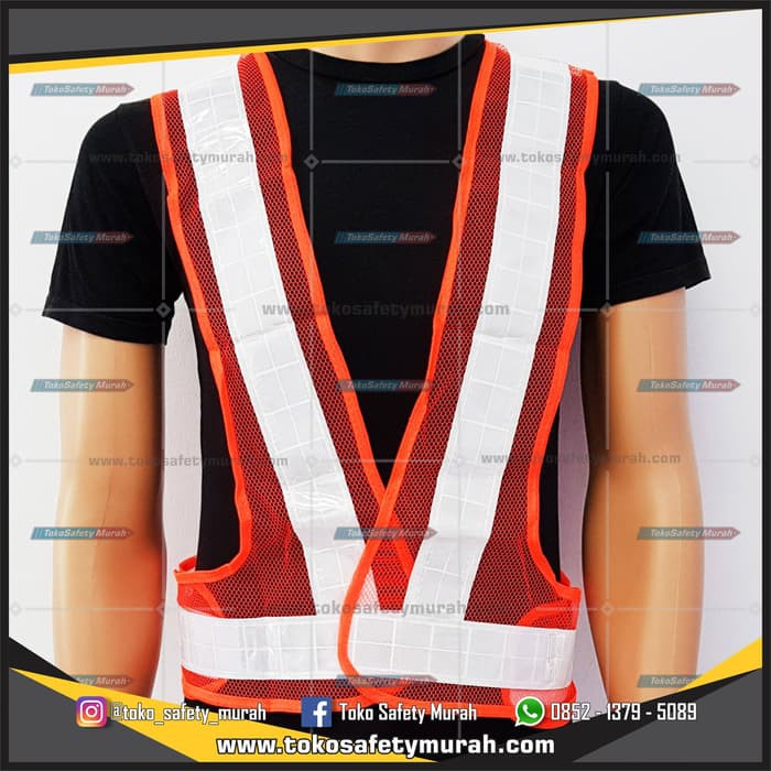 Jual V1604 Rompi Jaring V Guard Orange Scotlight Silver Safety Vest