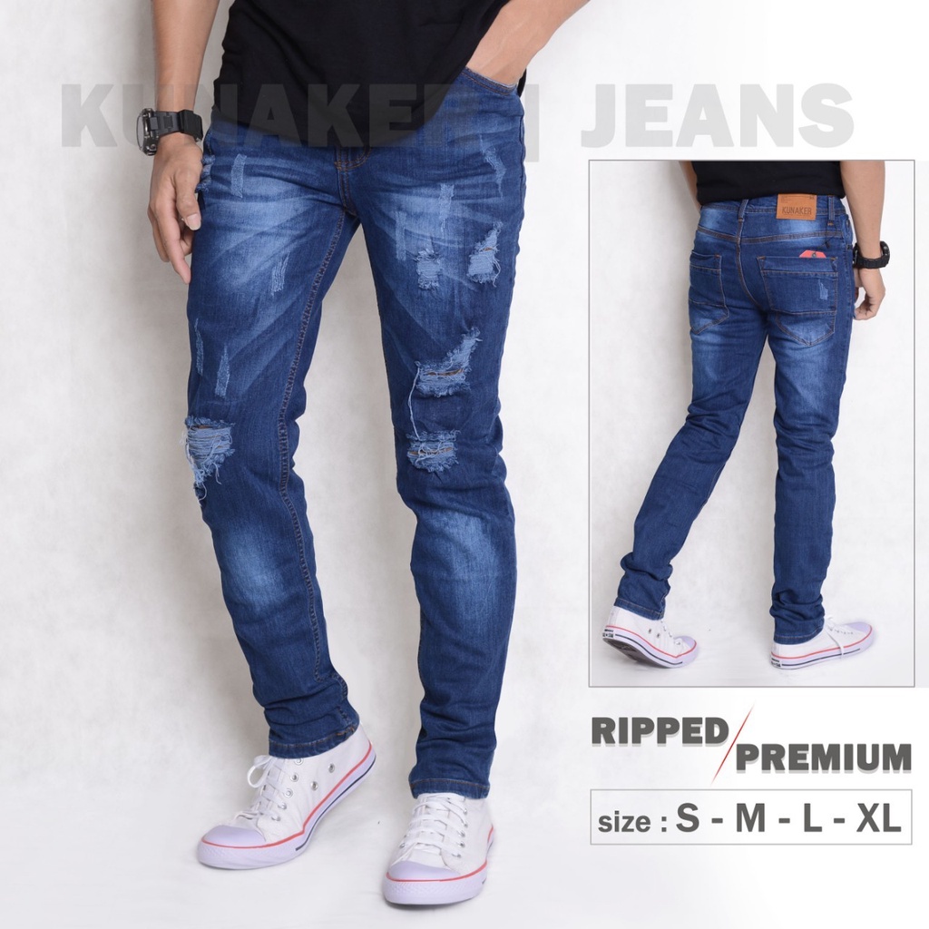 Jual Celana Jeans Pria Sobek SCRATCH S M L XL Biru Celana