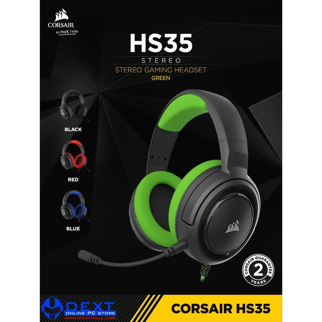 Jual Corsair HS35 Stereo Gaming Headset Warna Hijau Shopee Indonesia