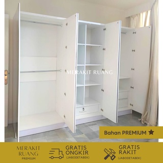 Jual Lemari Pakaian Premium Frameless Full Cermin 6 Pintu Bahan Premium