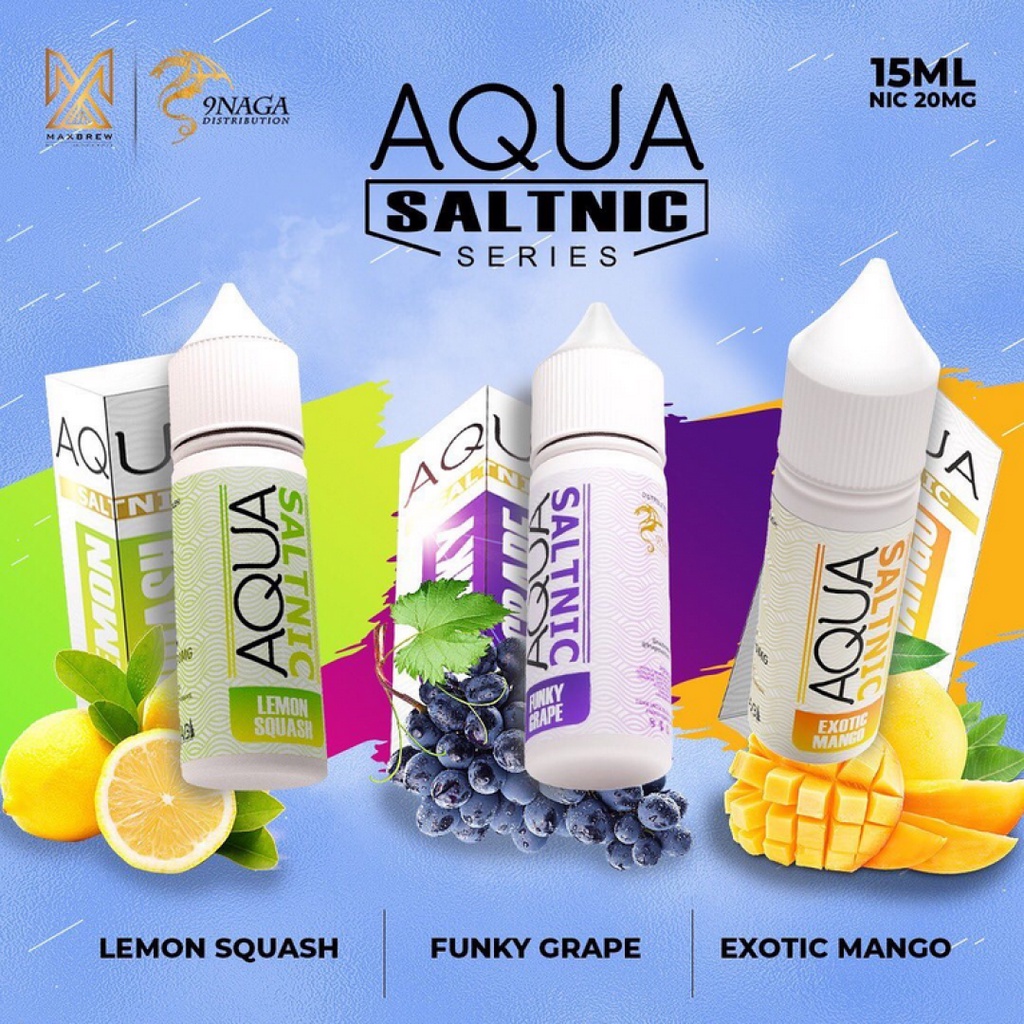 Jual Liquid AQUA SALTNIC 15ML Nic 20Mg Salt AQUA Fruity Series By MAX