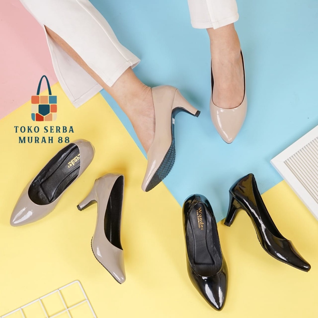 Jual GLOSSY POLOS Heels Pantofel Model Hak Pup 5 Cm Shopee Indonesia