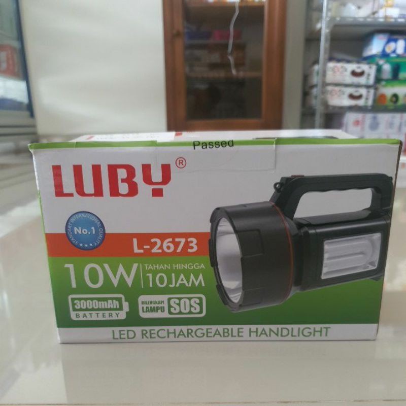 Jual Senter Luby 10 Watt Darurat Emergency L 2673 Cas Sinar Putih