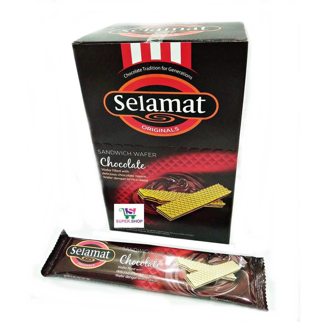 Jual Selamat Sandwich Wafer Chocolate Cokelat BOX Isi 20 Pcs