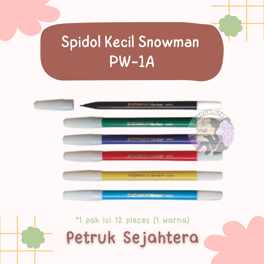 Jual Pak Spidol Kecil Warna Snowman Pw A Hitam Biru Merah