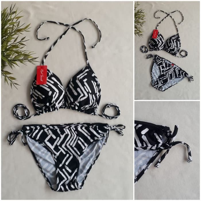 Jual Bk Hitam Putih Garis Besar Bikini Pantai Segitiga Ikat