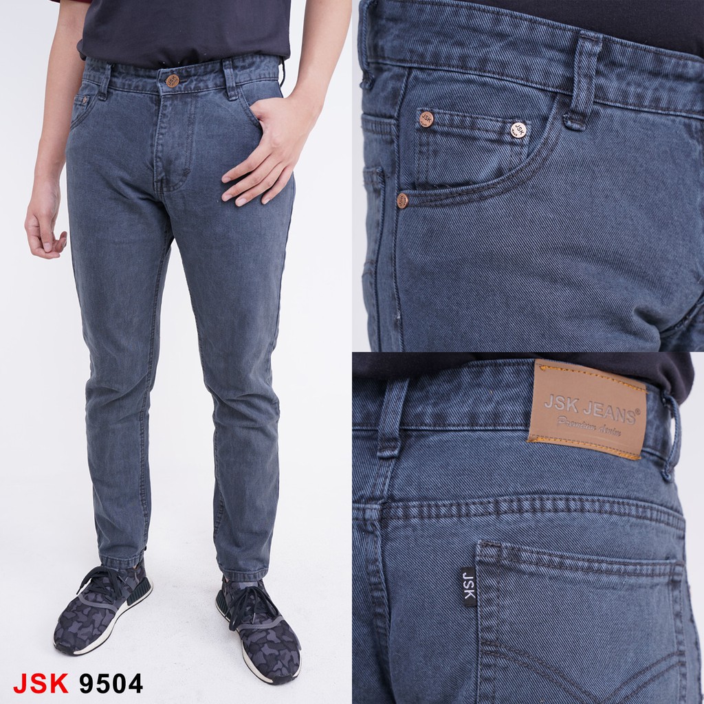 Jual Celana Panjang Jeans Pria Model Slim Fit Bahan Non Stretch Tebal