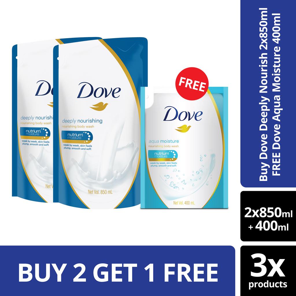 Jual Dove Body Wash Deeply Nourishing Refill 850 Ml Free Dove Aqua