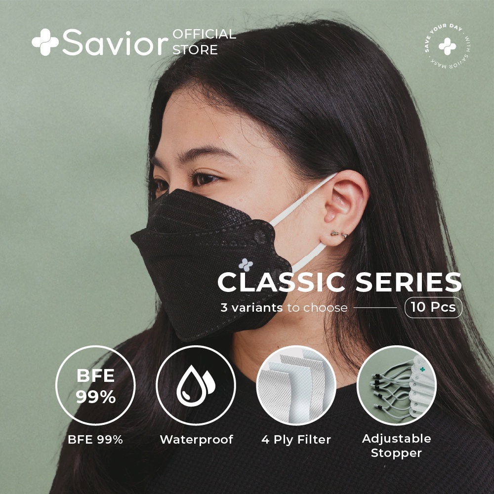 Jual Masker Medis Savior Classic Black Series Kf Box Pcs