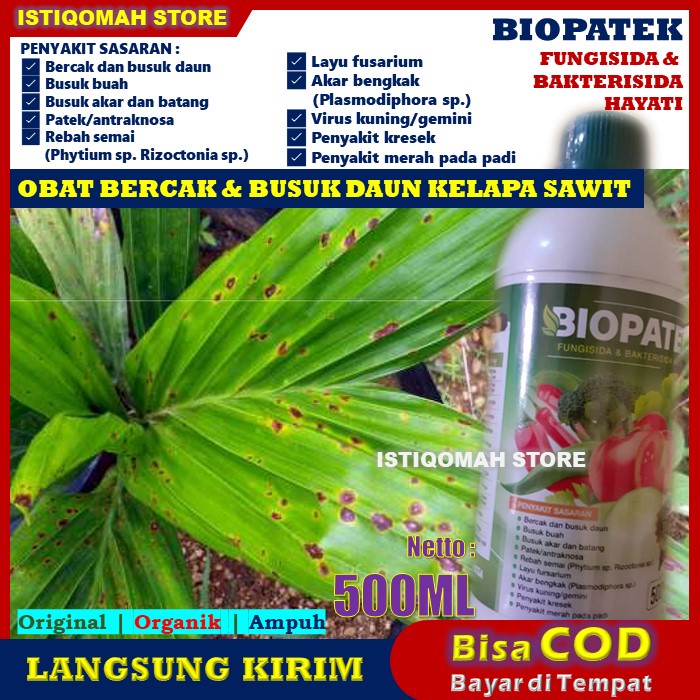 Jual PRODUK OBAT BERCAK DAUN KELAPA SAWIT BIOPATEK 500ML FUNGISIDA