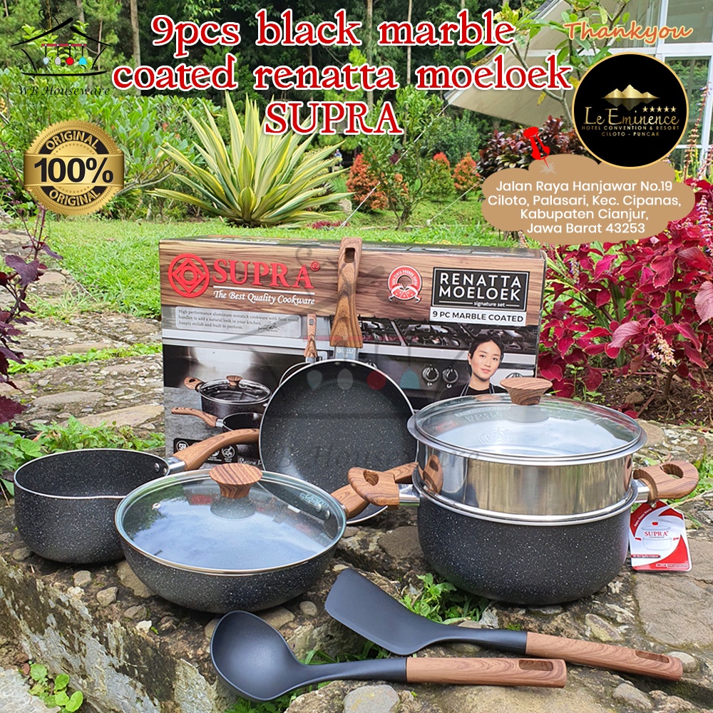 Jual Panci Set Supra Black Series Renatta Moeloek 9pcs Ccokware Set