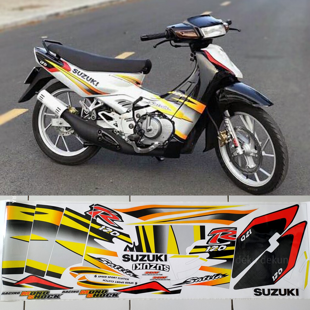 Jual Stiker Striping Satria Lumba Tak Variasi Hitam Putih Shopee