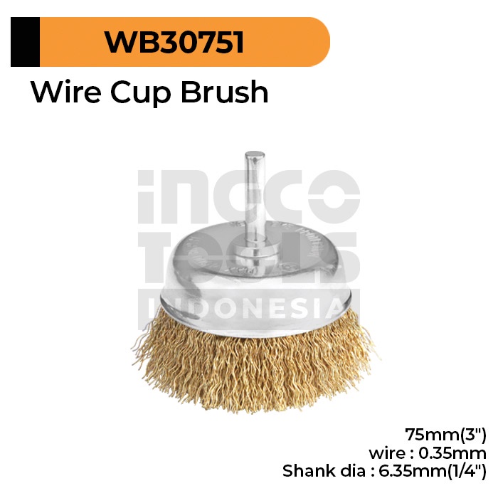 Jual Wire Cup Brush Bor 3 Kuningan INGCO WB30751 Sikat Kawat Gerinda