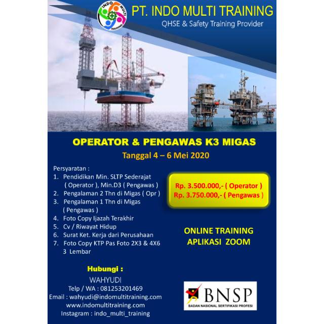 Jual Training K3 Migas Sertifikasi BNSP Shopee Indonesia