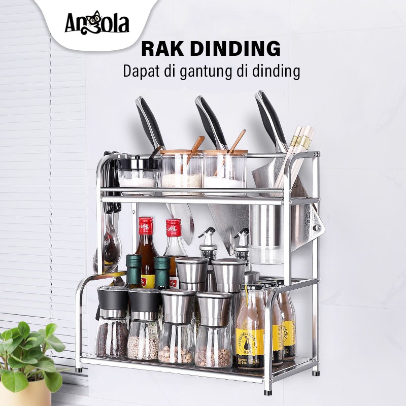 Jual Rak Bumbu Dapur Stainless D10 Gantung Dinding Dapur Rak Pisau