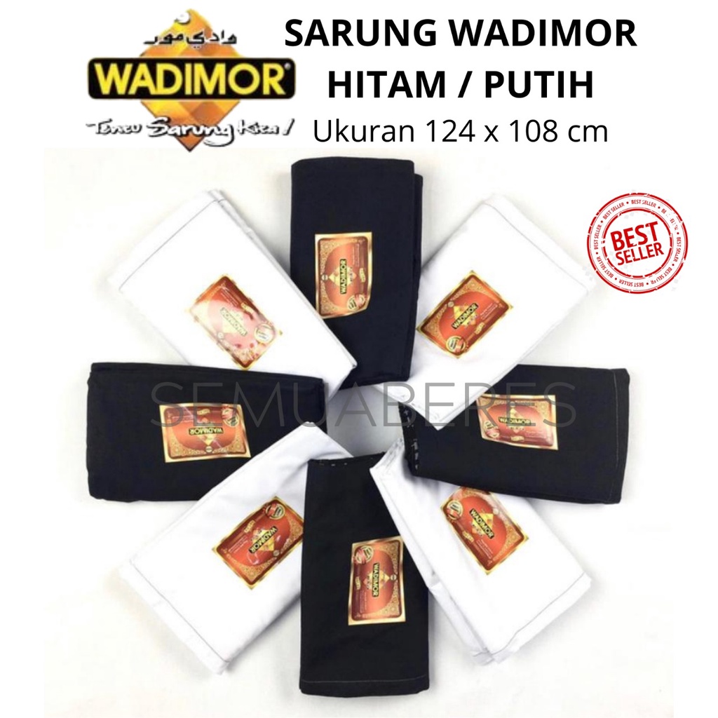 Jual Sarung WADIMOR Hitam Atau Putih Polos Tumpal Garis Salur Kain