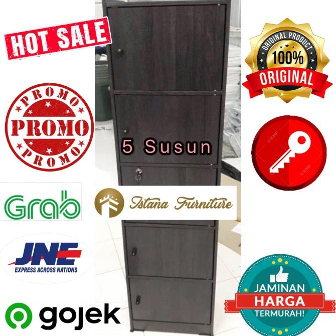 Jual LEMARI RAK BUKU SERBAGUNA LOKER DOKUMEN KANTOR KAYU 5 SUSUN