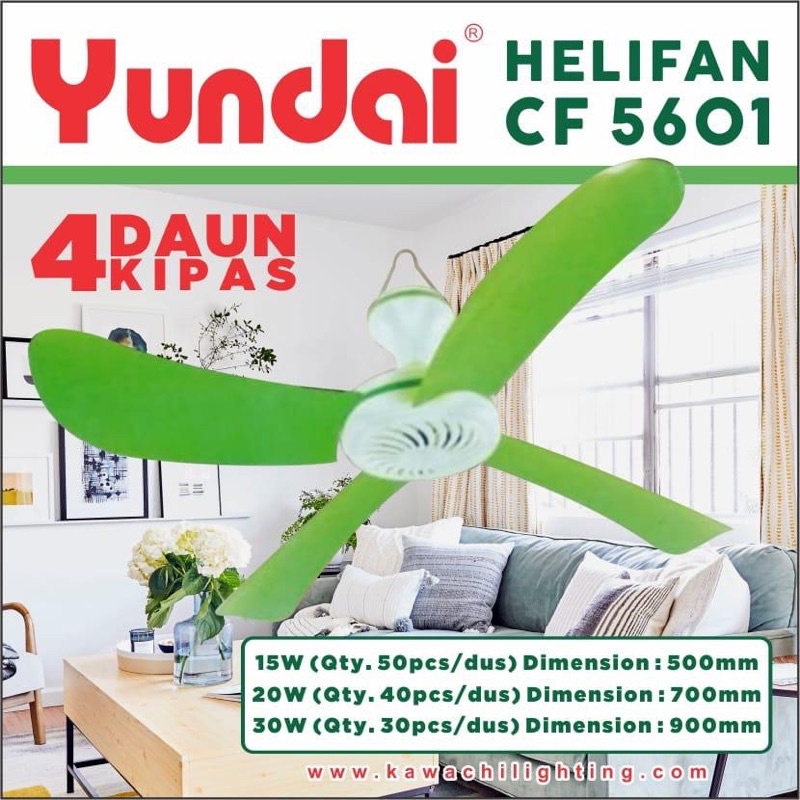 Jual Yundai Helifan 15 Watt 20 Watt 30 Watt Kipas Angin Gantung 4