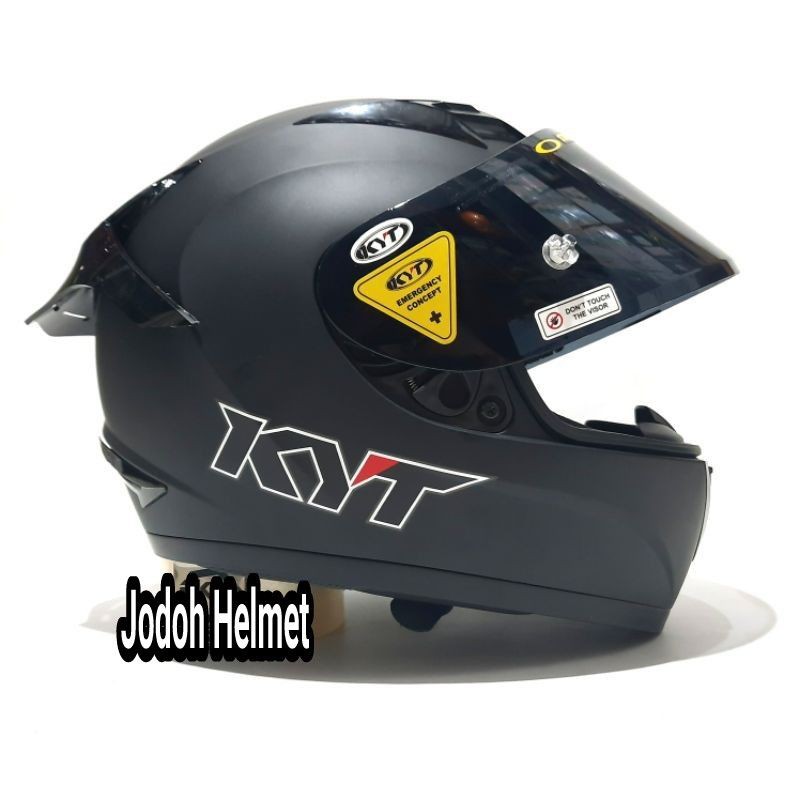 Jual KYT HELM R10 SOLID BLACK MATT DOFF VISOR FLAT IRIDIUM SPOILER