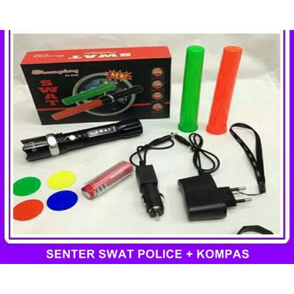 Jual Jual Senter Swat Police Plus Kompas Petunjuk Arah Plus 2 Lampu