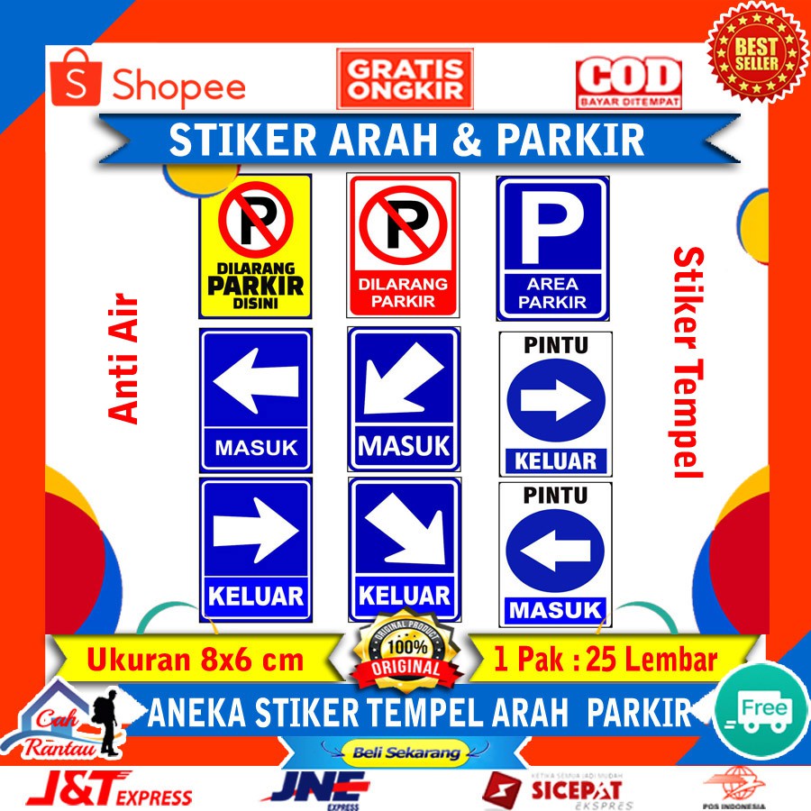 Jual Stiker Tanda Arah Perhatian Dilarang Area Parkir Tanda Pintu