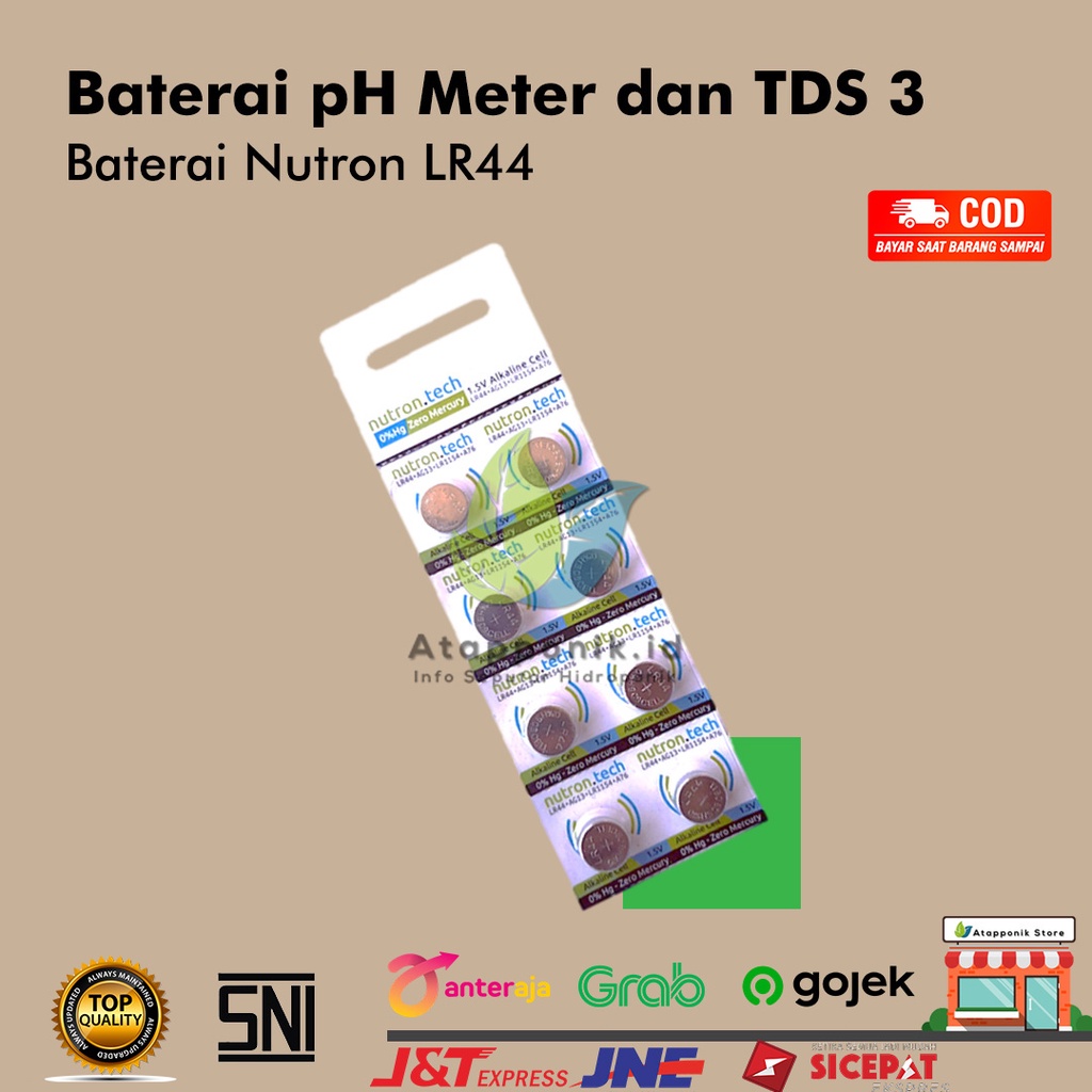 Jual Baterai Ph Meter Dan Tds 3 Meter Nutron Lr44 Shopee Indonesia