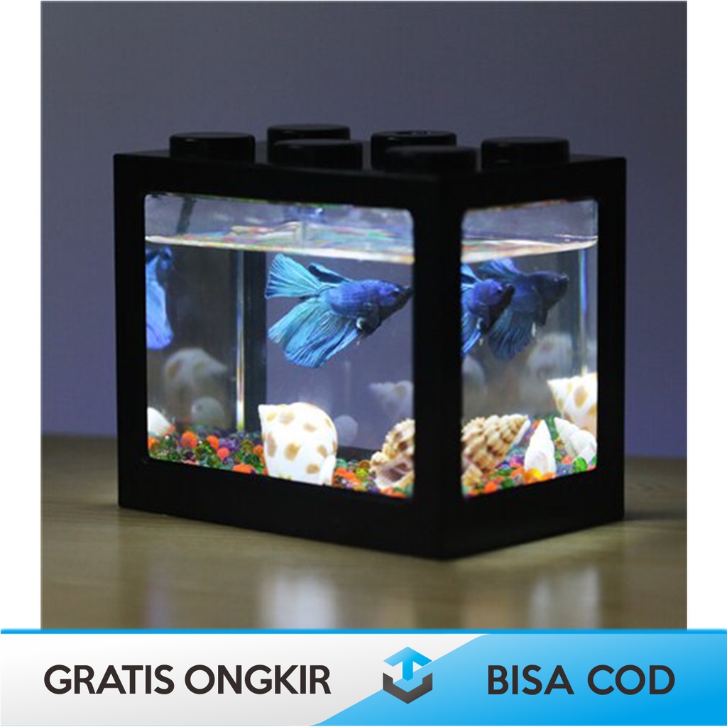 Jual Aquarium Akrilik Led Balok Susun Estetik Akuarium Ikan Cupang Mini