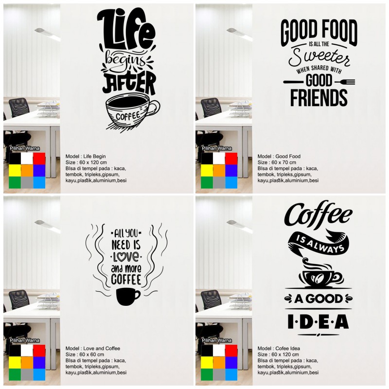 Jual Stiker Quotes Kopi Cafe Coffee Dinding Kaca Kafe Cutting Sticker