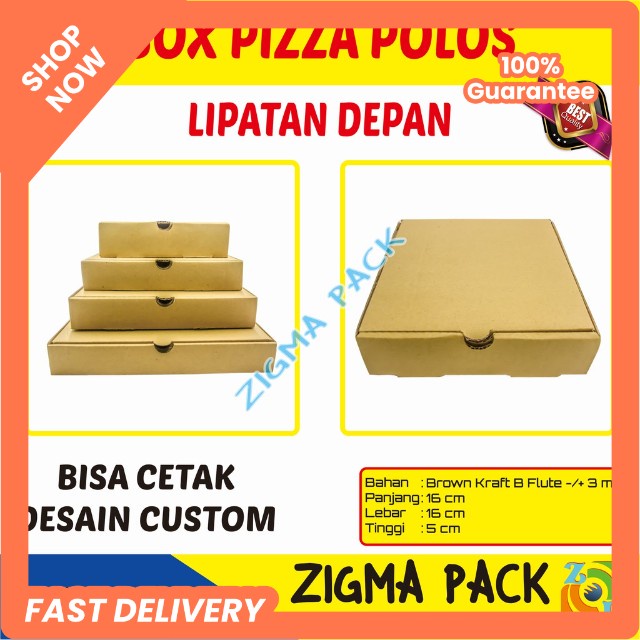 Jual Box Pizza 16x16x5 LD Dus Kardus Kemasan Kotak Karton Coklat Dus