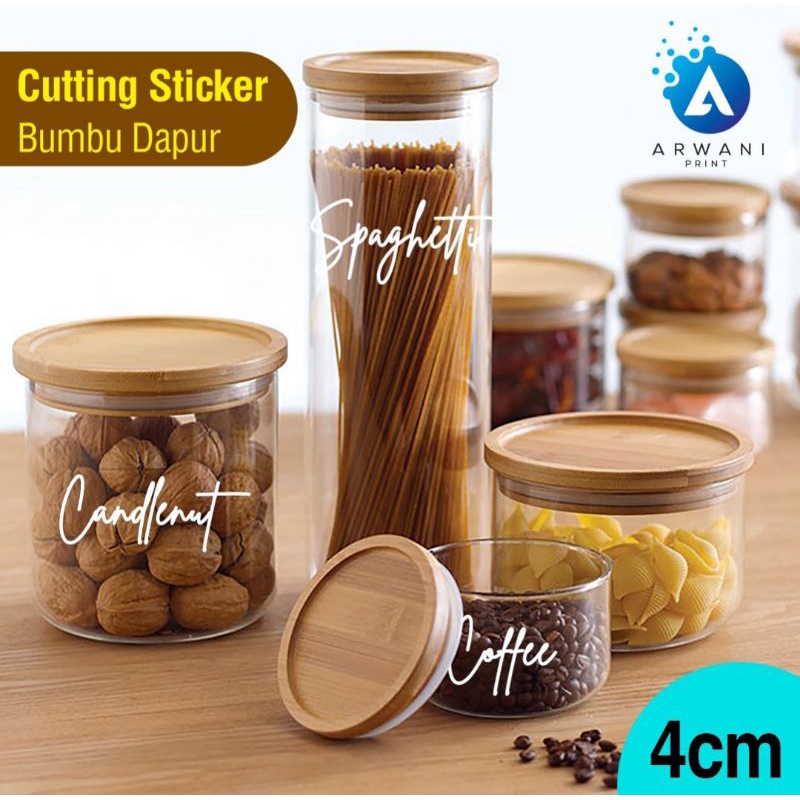 Jual Sticker Cutting Stiker Bumbu Dapur Label Toples Botol Jar Ukuran