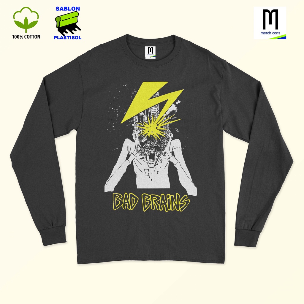 Jual BAD BRAINS Kaos LONG SLEEVE Band Hardcore Punk Tag Merchcons