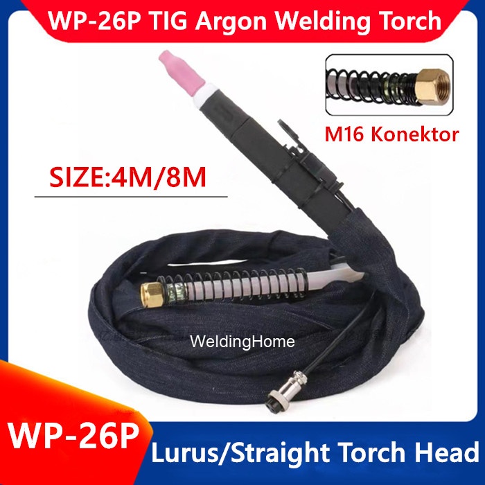 Jual WP 26P TIG Argon Welding Lurus Straight Torch Head Kepala 4M 8M