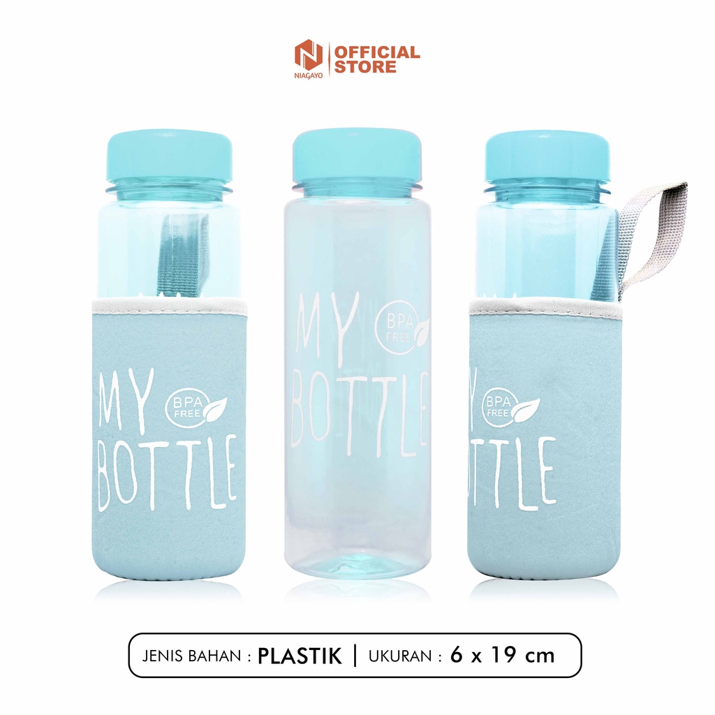 Jual Botol Minum My Bottle Free Pouch Bulat Bening Transparan Fullcolor