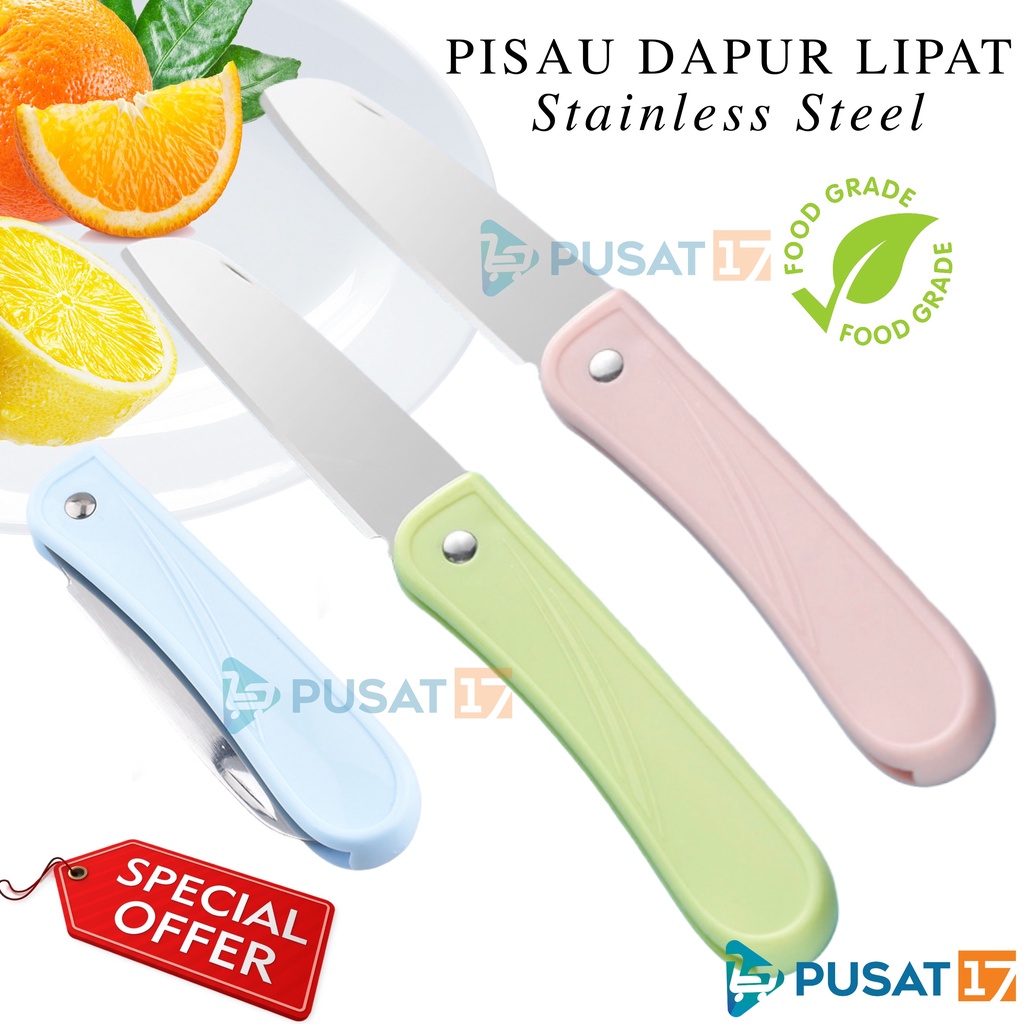 Jual Pisau Kupas Buah Lipat Stainless Pisau Dapur Sayur Lipat Pisau