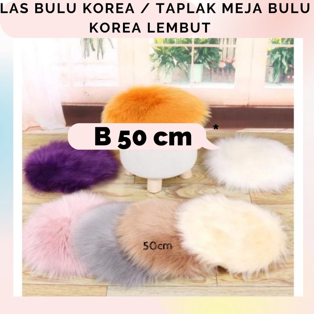 Jual KARPET BULU KOREA BULAT 50 CM ALAS FOTO BULU TAPLAK MEJA BULU