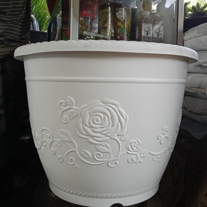 Jual Pot Tanaman Pot Plastik SHALLOM Glory Warna Putih Ukuran 50 Cm