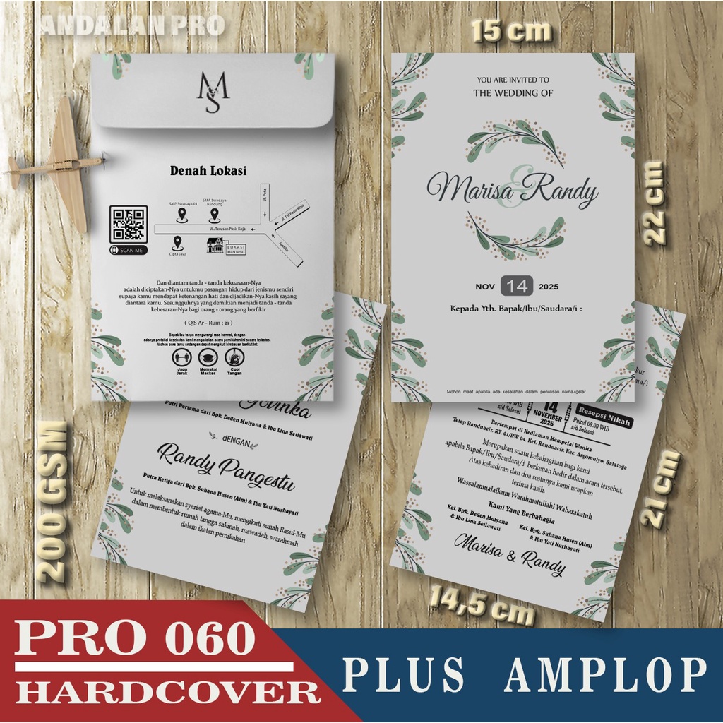 Jual Cetak Undangan Hardcover Pakai Amplop Bisa Custom Desain Sendiri