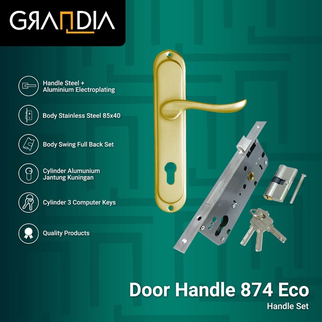 Jual Grandia Gagang Pintu Kayu Set Door Handle 874 Eco Shopee Indonesia