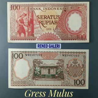 Jual Gress Asli Mulus 100 Rupiah Tahun 1958 Rp Seri Pekerja Tangan Uang