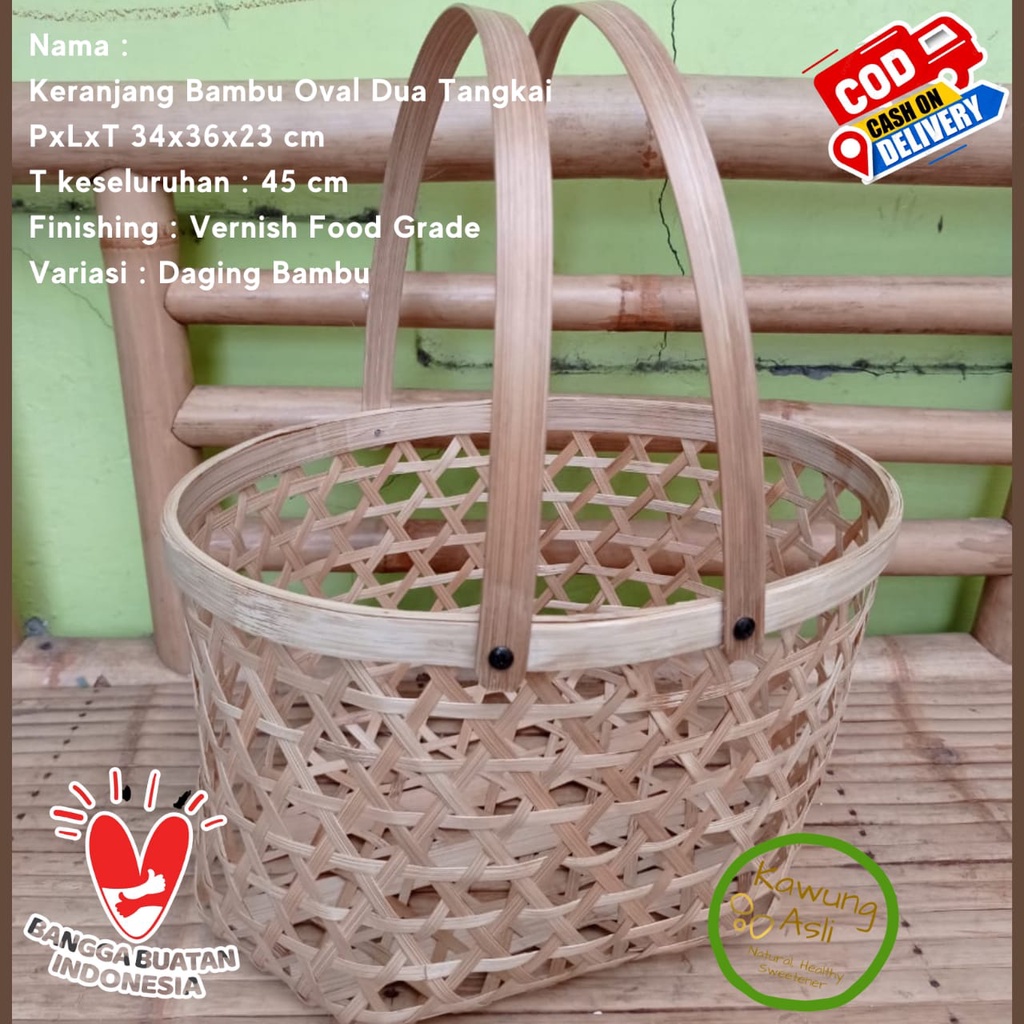 Jual Keranjang Oval Dua Tangkai D Keranjang Anyaman Bambu Hampers