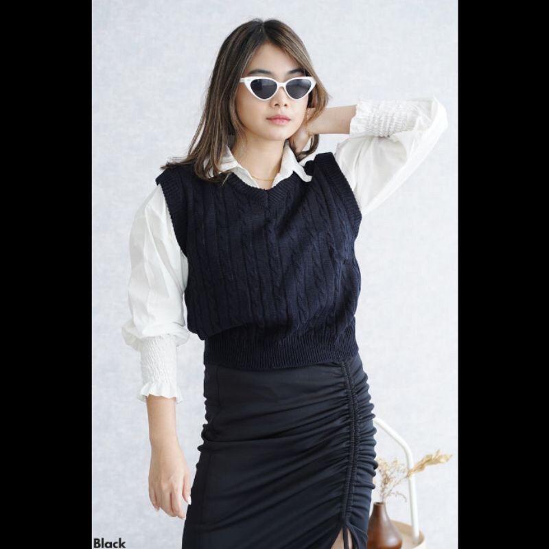 Jual Cable Vest Knit Rompi Rajut Outer Wanita Shopee Indonesia