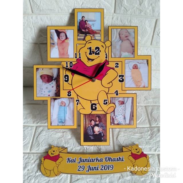 Jual Jam Dinding Pigura Foto Karakter Kartun Winnie The Pooh Hadiah