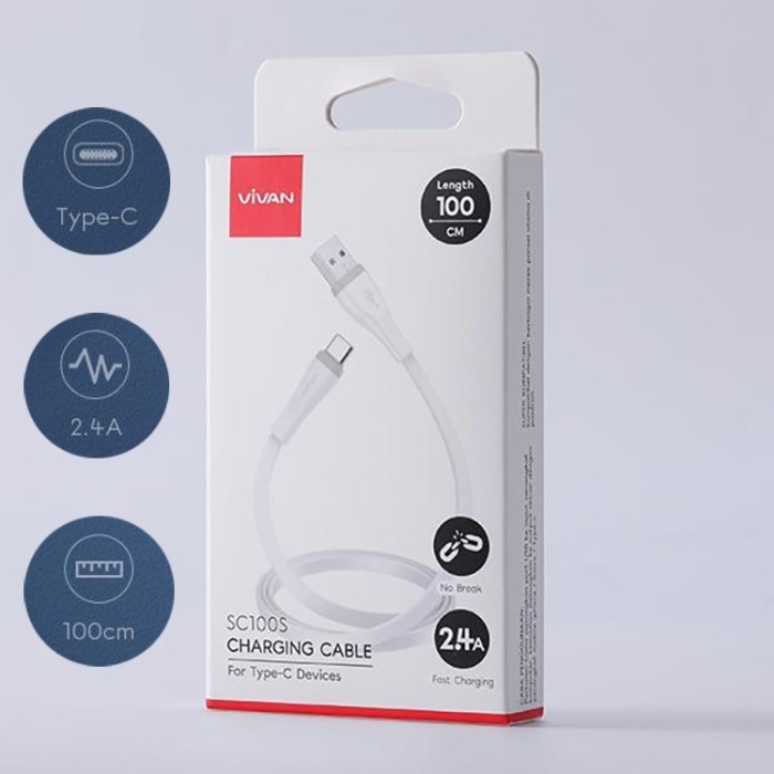 Jual Kabel Data Charger Usb Type C Vivan Sc S A M Putih